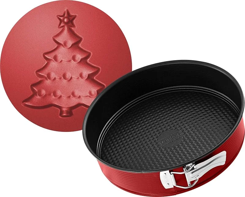 Besuche den Zenker-Store Zenker Springform Ø26 cm Motivboden-Set Sparkling Christmas, hochwertige Springform mit Antihaftbeschichtung für kinderleichtes Backen, Backform mit Tannenbaum-Motivboden (Farbe: Schwarz, Rot) — Weihnachtskueche