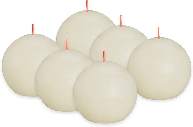 Besuche den bolsius-Store Bolsius Rustik Kugelkerze - Elfenbein - 6 Stück - Ø 7.6 cm - Dekorative Kerze - Länge Brenndauer 25 Stunden - Unparfümierte - Enthält Natürliches Pflanzenwachs - Ohne Palmöl — Kerzenlicht Abendessen
