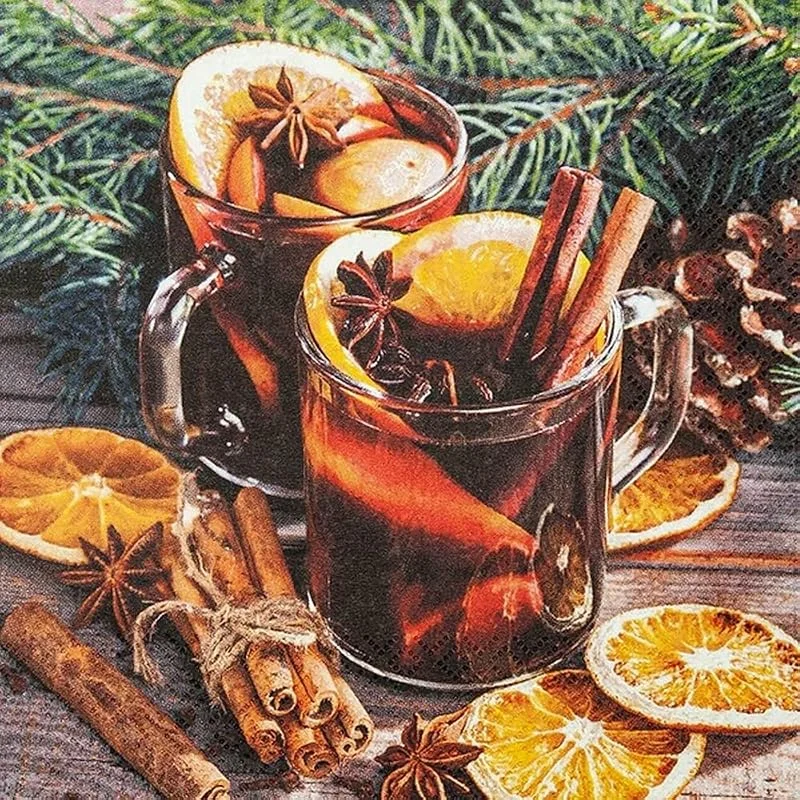 Besuche den Home Fashion-Store 20 kleine Cocktail-Servietten Gl?hwein frisch zubereitet, Weihnachten, Winter, Tischdeko, Decoupage, Serviettentechnik 25x25cm — Advent und Tisch