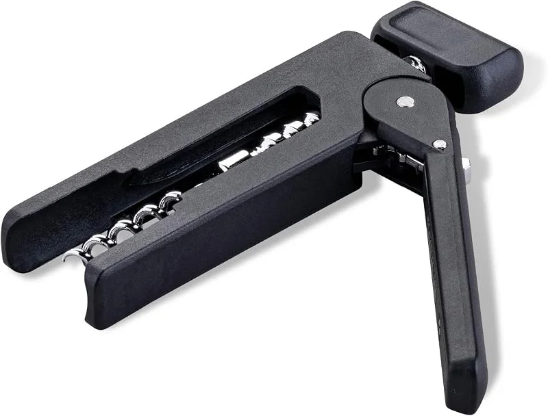 Besuche den FACKELMANN-Store Fackelmann Korkenzieher, 193mm, Ergonomischer Griff, Innovativer Mechanismus, Geeignet für Natur- und Kunststoffkorken, Shadow Black — Wein und Festtafel