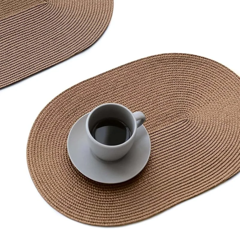 Marke: FunWheat FunWheat Ovale geflochtene Platzsets, 4er-Set, Tischsets für Esstische, waschbar, hitzebeständig, für drinnen und draußen, 30, 5 x 44, 9 cm (oval, hellbraun, 4 Stück) — Küche & Haushalt