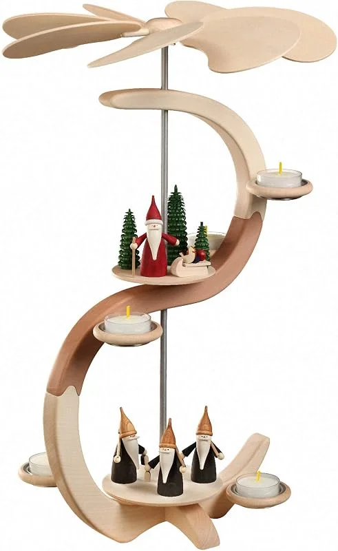Besuche den Seiffener Volkskunst-Store Seiffener Volkskunst Weihnachtspyramide Bogenpyramide, 2-stöckig, 46 cm hoch, Natur, original Erzgebirge SV 16301 — Weihnachtsdeko