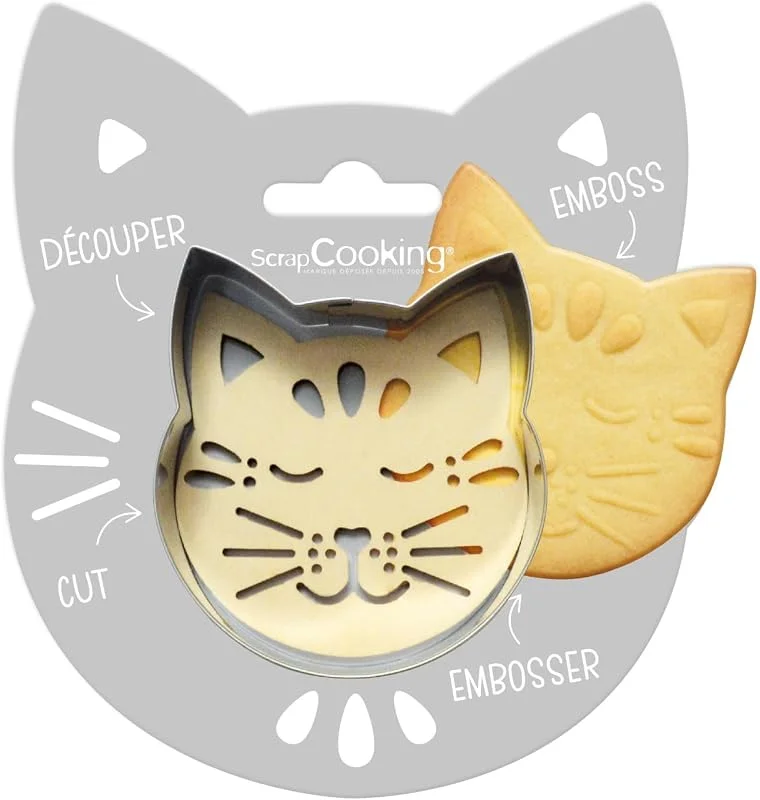 Besuche den ScrapCooking-Store ScrapCooking - Katze Ausstecher & Stempel Set - Katze Ausstecher für Plätzchen, Kekse, Fondant - Edelstahl Ausstecher & Holz Stempel - Backform Zubehör Tieren Ostern Geburstag Deko - 2093 — Weihnachtskueche