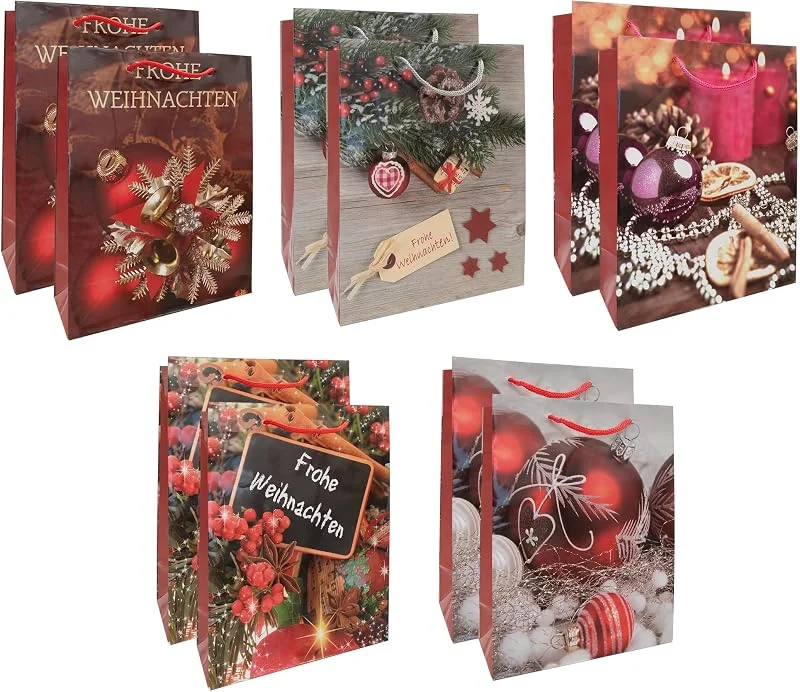 Besuche den Idena-Store Idena Geschenktüten Weihnachten, 10 Stück, 18 x 23 x 8 cm — Geschenkverpackung