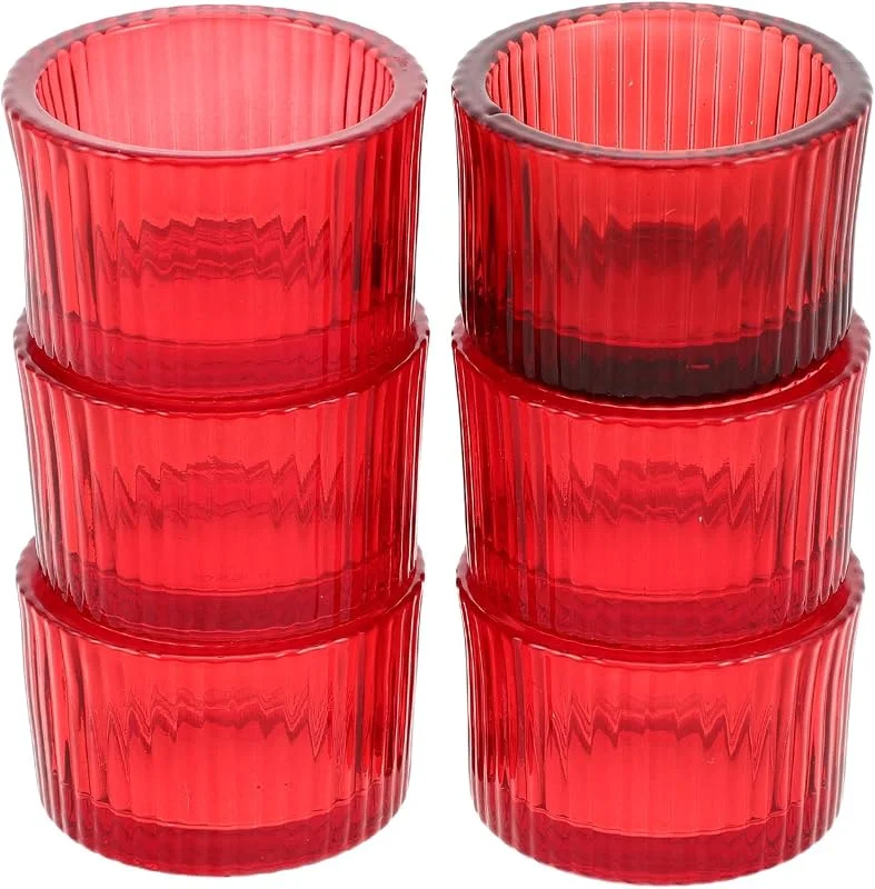 Marke: BESTOYARD BESTOYARD 6 Stück Dekorativer Teelichthalter aus Glas, Rot, Rund, für — Kerzenlicht Abendessen