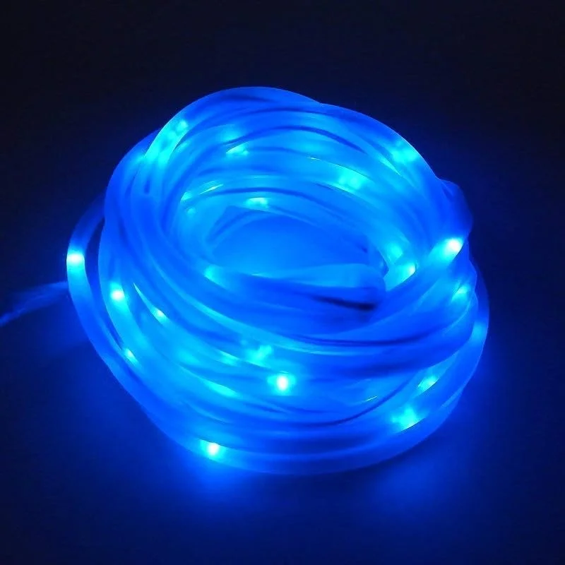 Marke: XUNATA XUNATA LED Solar Lichterschlauch 5M 50 LEDs Lichter IP65 Wasserdicht Schlauchlicht Lichtschlauch für Garten, Weihnachten, Hochzeit, Party (Blau, 5m (50LEDs) + 2m lead cable) — Weihnachtsbeleuchtung