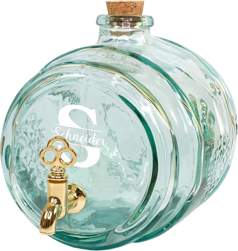 Besuche den Herz & Heim-Store Herz & Heim® Weinfass Dekanter personalisiert mit Name (Monogramm) — Wein und Festtafel