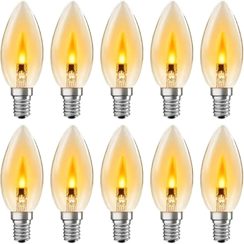 Besuche den NCC-Licht-Store NCC-Licht 10x LED Lampe C35 Kerze E14 1W mit Flammeneffekt — Kerzenlicht Abendessen