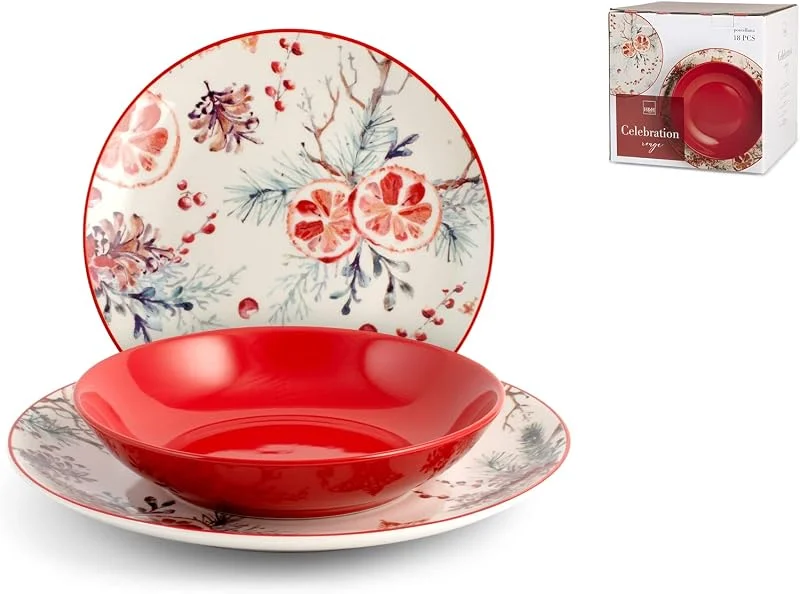 Marke: H&H H&H Celebration Red 18-teiliges Weihnachtstischservice — Advent und Tisch