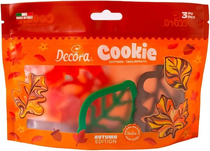Marke: Decora Decora 0255165 Ausstecher mit Herbstblättern, aus Kunststoff, das ideale Set für Dekorationen aus Zuckerpaste oder Gummipaste, hergestellt in Italien, originelles Design. Packung mit 3 Stück. — Weihnachtskueche