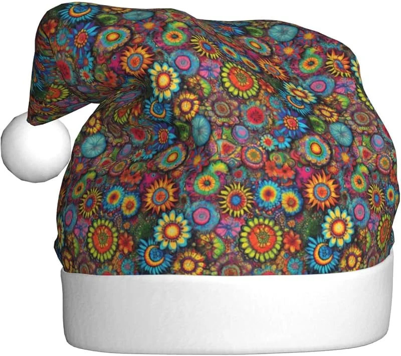 Marke: DEETTY Hippie-Muster Druck Nikolausmütze Weihnachten Kostüm Kappe Geschenk — Weihnachtsmode