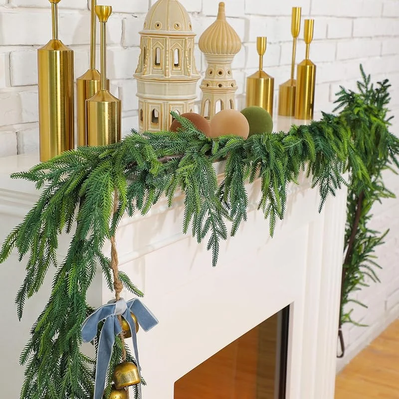 Marke: Jutom Jutom Norfolk-Kiefer-Girlande, künstliche Grüngirlande für Urlaub, Innenbereich, Kaminsims, Dekoration, 1, 8 m, 1 Stück — Weihnachtsdeko