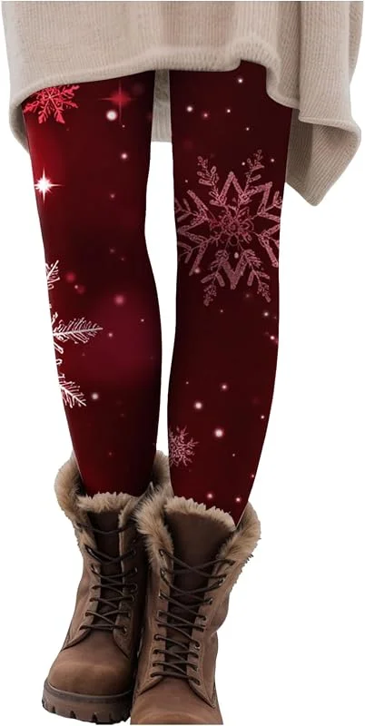 Marke: Longra Longra Weihnachts Leggings Damen Lange Festliche Xmas Leggings Blickdicht Weihnachtsstrumpfhose Tights Sportleggins Weihnachtsleggings Weihnachtsfest Kostüm für Yoga Gym Sport Fitness — Weihnachtsmode