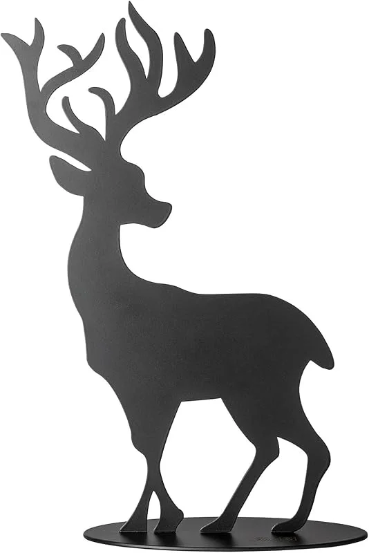Besuche den Fink-Store Fink Deko Hirschfigur 10 cm schwarz matt - kleine Metallfigur, moderner Aufsteller Hirsch als Tischdeko, Regalfigur oder Fensterbank-Dekoration für ganzjähriges Wohnen und Weihnachten — Advent und Tisch