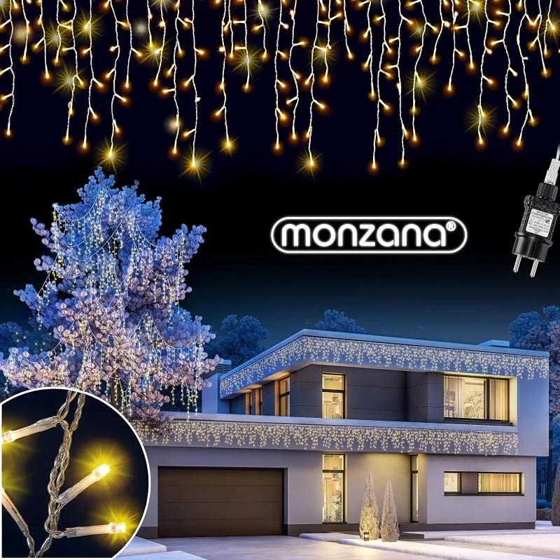 Besuche den Monzana-Store Monzana® Eisregen Lichterkette Außen 200 LED Warmweiß — Weihnachtsbeleuchtung