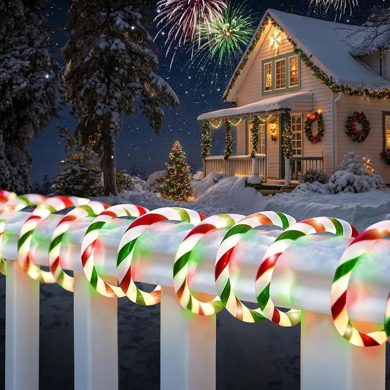Marke: Jnaurb Jnaurb Weihnachten Zuckerstange Lichter, 10.1 m 240 LED anschließbar Weiß & Rot & Grün Zuckerstange Seil Lichter für Außen 8 Modi Wasserdicht LED Weihnachtslicht für Garten Baum Urlaub Party Dekor — Weihnachtsbeleuchtung