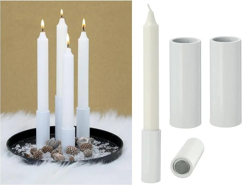 Besuche den Novaliv-Store Novaliv 2er-Set Kerzenständer magnetisch Stabkerzen Tafelkerzen Weiss 2, 8x5cm scandic chic Weihnachten Adventskranzkerzenhalter Candle Holder Kerzeneinsatz weihnachtliche Tischdekoration — Kerzenlicht Abendessen