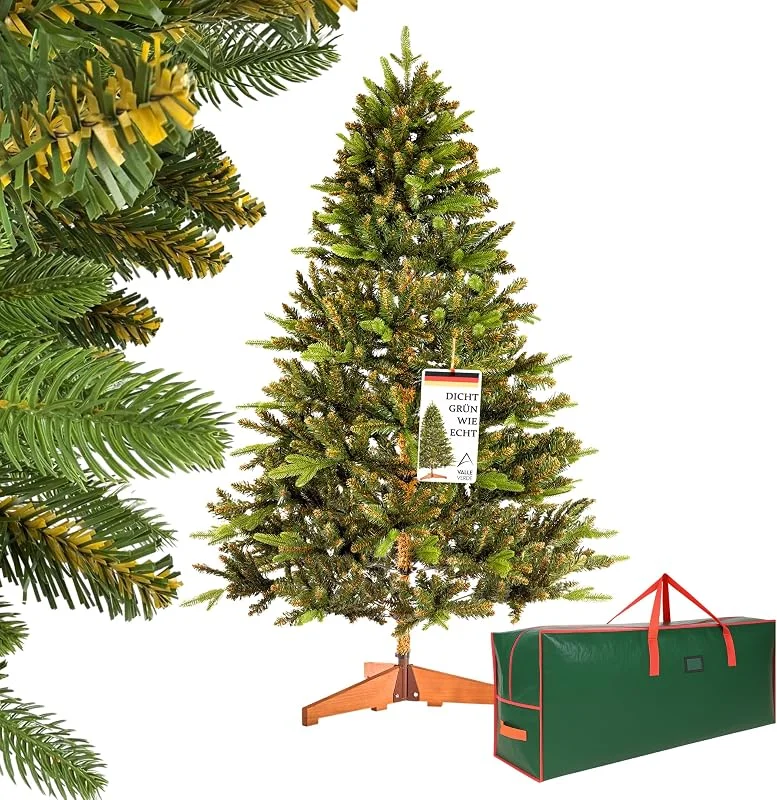 Besuche den Valle Verde-Store Valle Verde Künstlicher Weihnachtsbaum 180 cm PVC, PE - inkl. Holzständer und Aufbewahrungstasche - Christbaum, Tannenbaum, Kunstbaum - Täuschend echt & naturgetreu — Weihnachtsdeko
