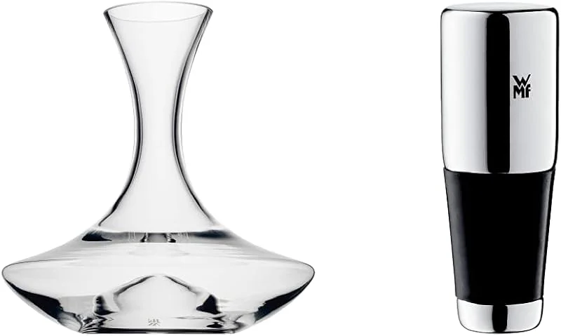 Marke: WMF WMF Weindekanter mit Hohlboden 1, 5l, Glas, Dekantierflasche für Rotwein, Weinbelüfter, pflegeleicht & Vino Weinflaschenverschluss 8 cm, Metallguss, Silikon, Weinverschluss — Wein und Festtafel