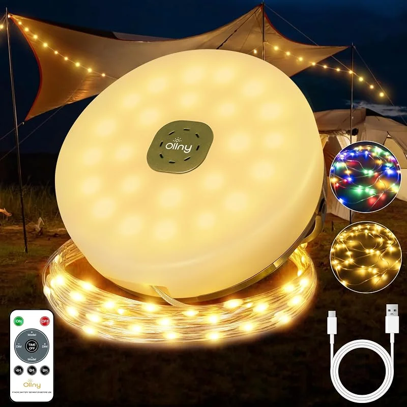 Besuche den Ollny-Store Ollny Camping Lichterkette Aufrollbar 20M Tragbare Wiederaufladbare USB — Weihnachtsbeleuchtung
