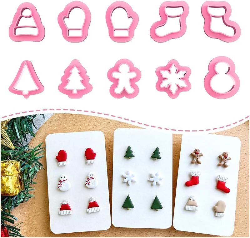Besuche den Keoker-Store KEOKER Weihnachten Polymer Clay Cutters - 10 Formen Weihnachtsbaum Cutter für Polymer Clay Ohrringe — Weihnachtskueche