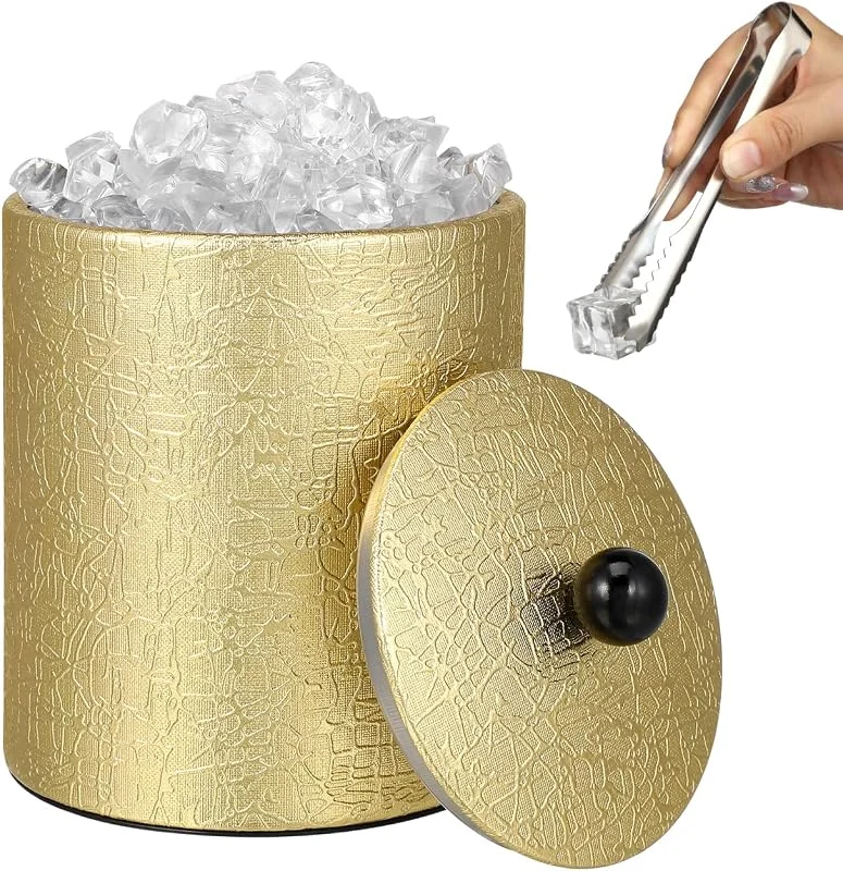 Besuche den Operitacx-Store Operitacx Gold Eiskübel Edelstahl Eiskübel mit Eiszange Bier Getränke Champagner Kühler Kühlwanne Weinkühler Milchdose für Partys Home Bar Großer Eiskübel — Wein und Festtafel