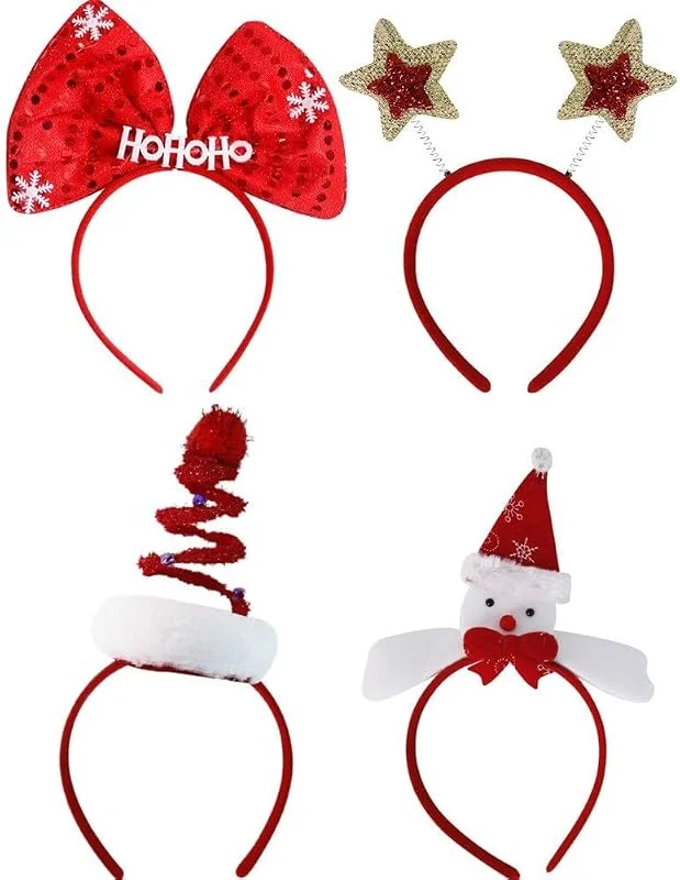 Marke: Ymxygz Weihnachts-Stirnband, 4 Stück, Weihnachts-schneemann, Weihnachtsbaum-haarreifen, Haarband, Verschiedene Kopfbedeckungen Für Weihnachtsfeiern, Kostüme — Weihnachtsmode