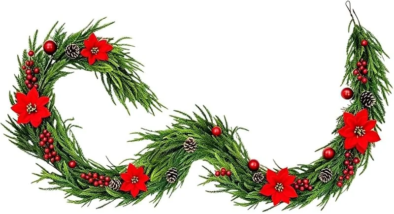 Marke: Fravsiu Weihnachtsstern Girlande 1, 5m Künstliche realistische Blumen Deko — Weihnachtsdeko