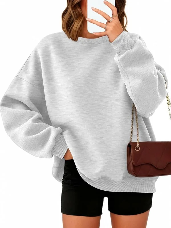 Besuche den Timuspo-Store Timuspo Pullover Damen Oversize Langarm Fleece Rundhalsausschnitt Sweatshirt Herbst Winter Frauen Mädchen Klamotten Locker Oberteile — Weihnachtsmode