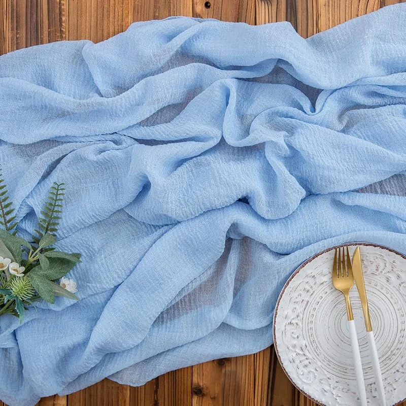 Besuche den AOKSUNOVA-Store AOKSUNOVA Käsetuch Tischläufer Musselin Hochzeit Dekostoff Hellblau — Küche & Haushalt
