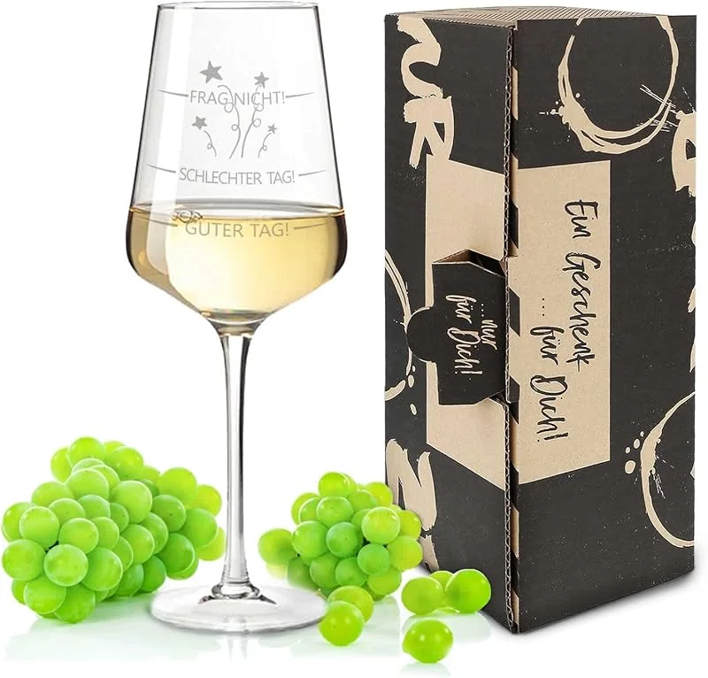Besuche den GRAVURZEILE-Store GRAVURZEILE Weißweinglas mit Gravur - Schlechter Tag, Guter Tag, Frag nicht - Witziges Geschenk für Sie & Ihn - Wie war dein Tag? - Geschenke für Weinliebhaber — Wein und Festtafel