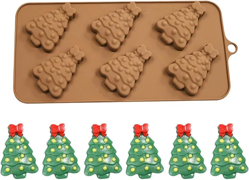 Marke: Generisch Weihnachtsbaumformen aus Silikon Kuchen-Dekoration Fondant Gussform Mit 6 — Weihnachtskueche