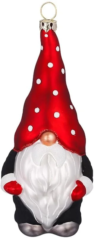 Besuche den Inge-glas-Store Christbaumschmuck Wichtel 12, 5cm Glas Zwerg zum Aufhängen Rot Weiß Schwarz - Weihnachtsbaum Anhänger - Weihnachtswichtel mit Fliegenpilz-Mütze - Handbemalter Weihnachtsbaumschmuck — Weihnachtsdeko