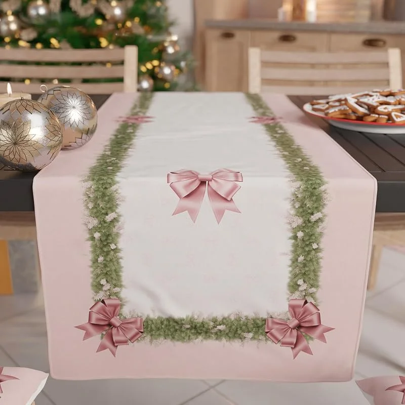 Marke: PETTI Artigiani Italiani Petti - Tischläufer Weihnachten 40x140 cm - Fiocco Rosa Piume — Küche & Haushalt