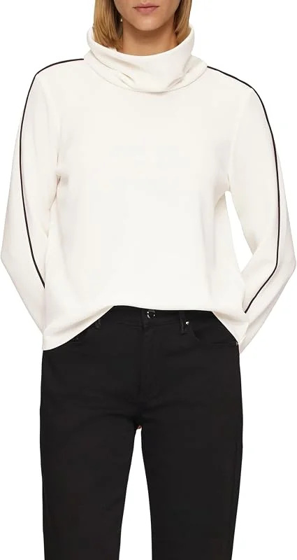 Besuche den s.Oliver-Store s.Oliver Damen Sweatshirt – Regular Fit, Umlegekragen, Kontrast-Details — Weihnachtsmode