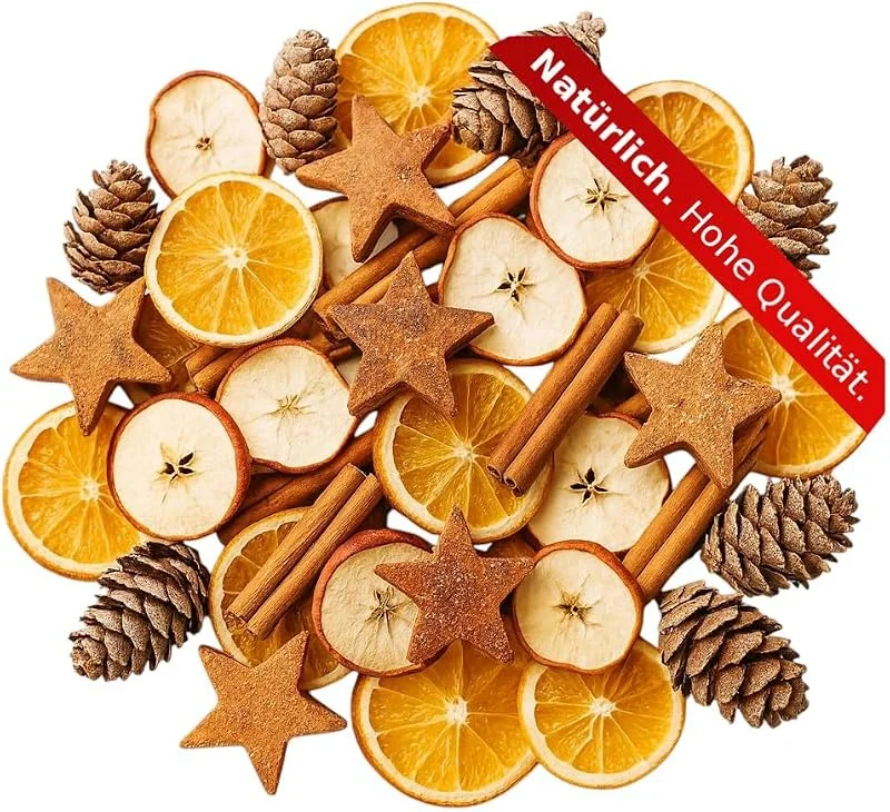 Besuche den NaDeco-Store NaDeco Weihnachts-Potpourri 250g, Weihnachtsdeko, Adventskranz Deko Set, Weihnachten Dekoration Bastelset, Adventsdeko Gesteck mit Zimtstangen Orangenscheiben Apfelscheiben Tannenzapfen Kokossternen