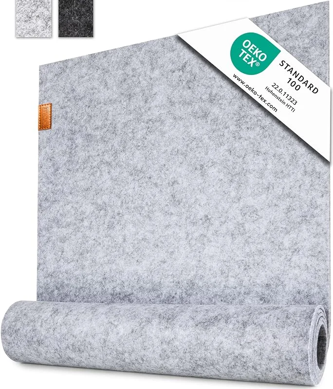 Besuche den Miqio-Store Miqio Design Tischläufer Grau aus Filz, Nachhaltiger Oekotex Filzstoff 150x40 cm abwaschbar, Echtleder Label, Skandinavischer Filzläufer — Küche & Haushalt