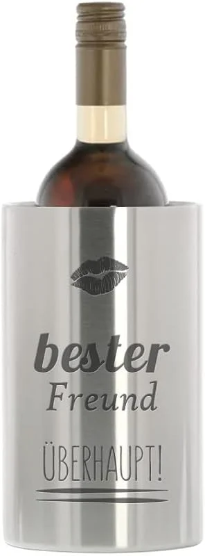 Besuche den STEMPEL-FABRIK-Store Champagnerkühler Edelstahl – Bester Freund, Sektkübel mit Gravur — Wein und Festtafel