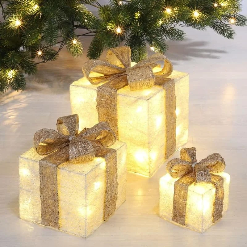 Besuche den Haushalt International-Store LED beleuchtete Geschenkbox 3er Set — Geschenkverpackung