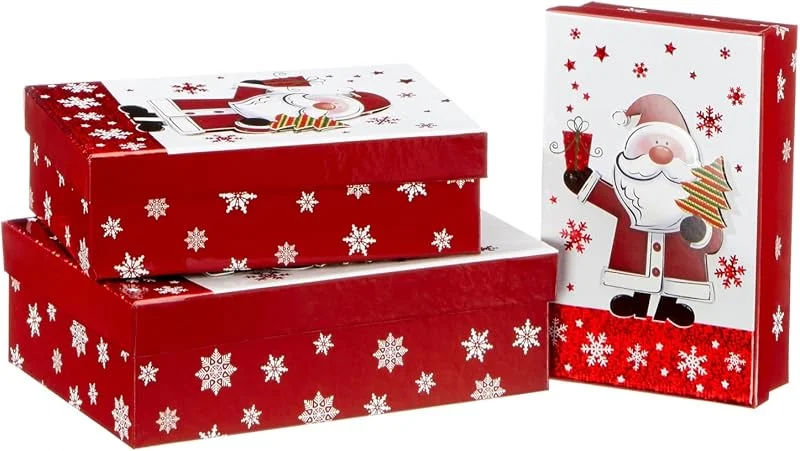 Besuche den Annastore-Store 3-tlg. Set Geschenkboxen Weihnachten in 3-D-Optik Geschenkkarton für Weihnachten Weihnachtsverpackung Farbe Nikolaus — Geschenkverpackung