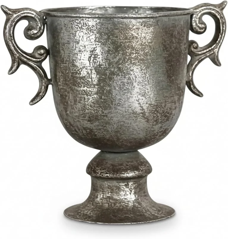 Besuche den GMMH-Store Pokal Amphore Dekovase Silber 14 cm – Antik Vintage Metall Vase im Retro Design (LN18-3) Kleine Zier-Vase als Deko für Tisch Regal & Fensterbank — Kerzenlicht Abendessen