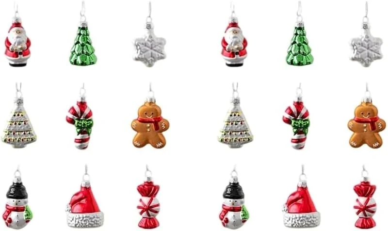 Marke: Hophelia 18 stück Glas-Weihnachtsschmuck Set, Vintage Weihnachtsbaumschmuck, Glas Hängende Dekorationen Bemalte Ornamente Für Baum Kränze Weihnachten Hängende Weihnachtsdekoration