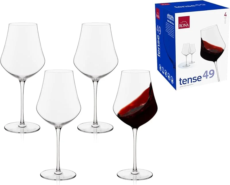 Besuche den RONA-Store RONA TENSE Weingläser 4er Set, aus klarem bleifreiem Kristallglas, 490 ml — Wein und Festtafel