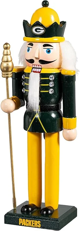 Marke: Team Sports America NFL Nussknacker Statue, 30, 5 cm Holz Weihnachten Nussknacker Figur, Urlaub Tischplatte & Regal Dekor, Festliche Heimdekoration und Geschenk für Fußballfans & Sammler (Green Bay Packers) — Weihnachtsdeko