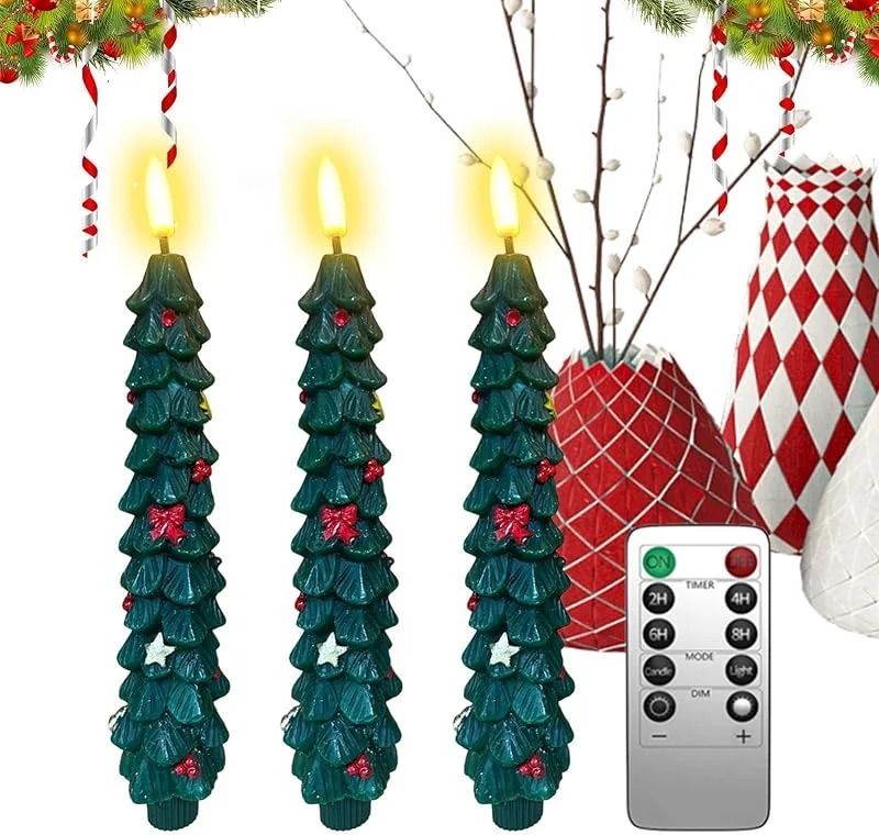 Marke: Ungtyb Weihnachtsbaum-Kerzen, 3 Stück, batteriebetriebene LED-Kerzenleuchter — Weihnachtsbeleuchtung