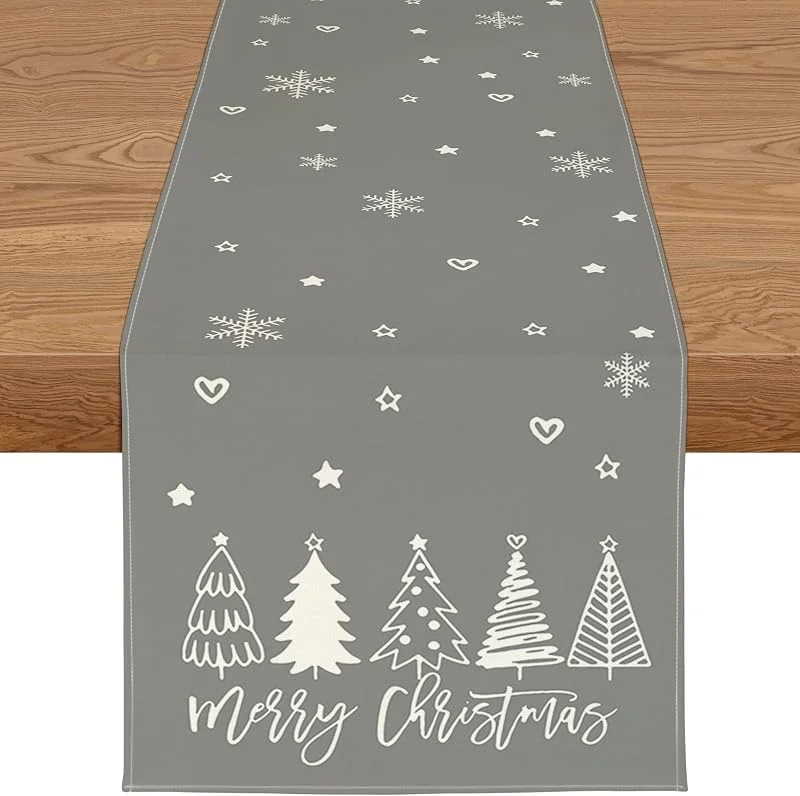 Marke: YCOLL YCOLL Weihnachtsdeko Tisch Tischläufer Weihnachten Tischläufer Grau Winter Wasserabweisend Tischläufer Modern Weihnachtstischläufer für Drinnen und Draußen Party Küche Esstisch Dekoration — Advent und Tisch
