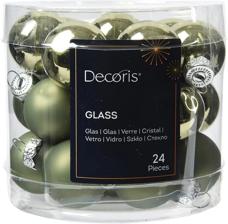 Marke: Kaemingk Weihnachtskugeln Glas 2, 5cm 24 Stück - matt & glänzend - Mini Christbaumkugeln Weihnachtsbaumkugeln für Weihnachten - Christbaumschmuck & Weihnachtsbaumschmuck - Rosmarin — Weihnachtsdeko