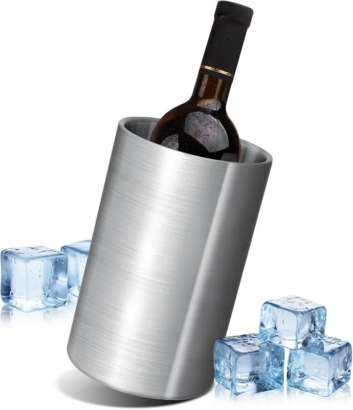 Marke: AiQInu AiQInu 1.6L Flaschenkühler aus Doppelwandigen Edelstahl, Ø 12 cm, Höhe 19 cm, Einfach Zu Reinigen, Ideal für Alle Flaschen - Weinkühler, Sektkühler, Champagnerkühler, für Zuhause oder Unterwegs — Wein und Festtafel