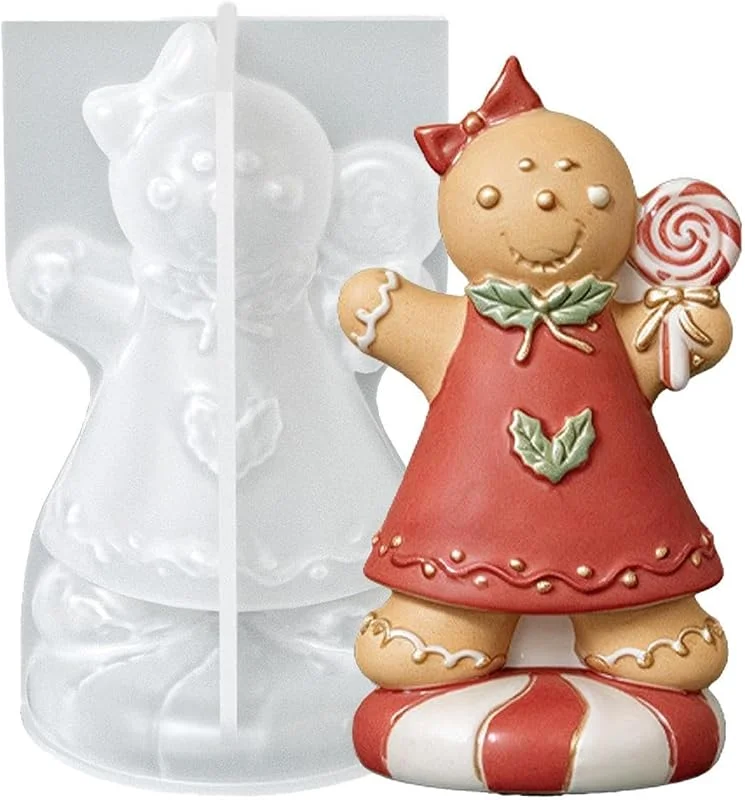 Marke: Generisch Lebkuchenmädchen-Harzform, handgefertigt, flexibel, Lebkuchendekoration — Weihnachtskueche