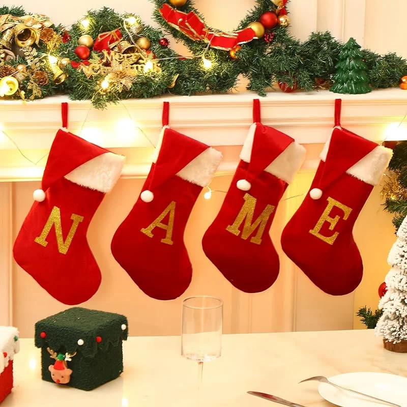Besuche den Drawelry-Store Drawelry Weihnachtsstrumpf Dekoration mit 26 Brief Stickerei Weihnachtsstrumpfe Nikolausstiefel Deko Weihnachten Geschenk Socken Xmas Strumpf Nikolausstrumpf Strümpfe Kamin Hängende Ornamente (Stil 3) — Weihnachtsdeko